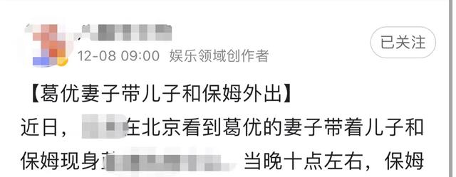 葛优3岁儿子罕曝光，被保姆抱手中脚不沾地，母亲随行身后显富态