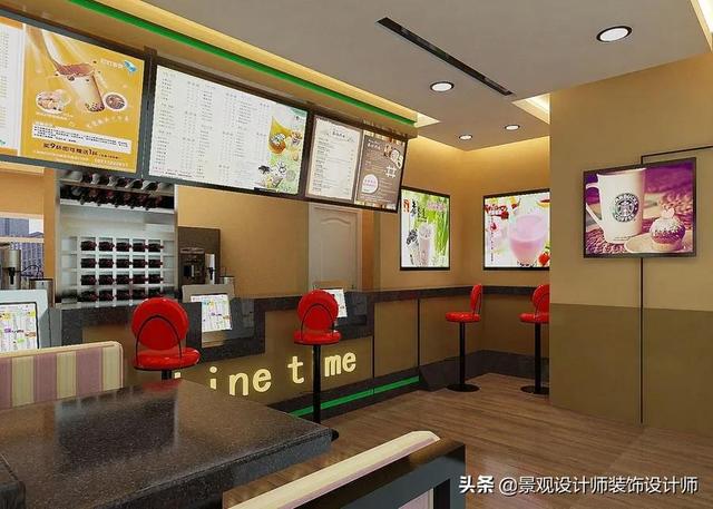 奶茶店.饮品店.设计案例效果图（奶茶店设计优秀案例）
