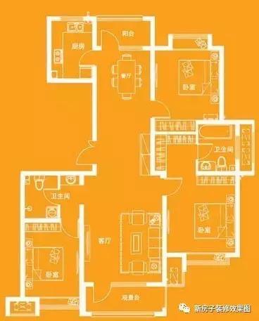 分享我家的133平现代简约三居室设计效果图 预算14万有户型图请参考