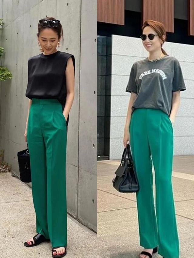 裤子_建议中年女人：裤子、裙子多选彩色，鞋子选黑色，会更优雅时髦（黑色裙子适合什么颜色鞋子）