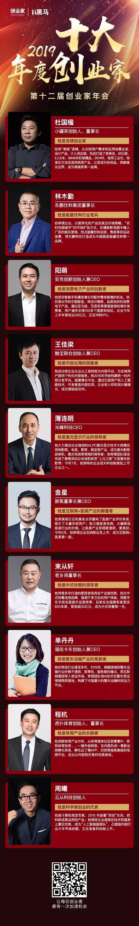 2019年度十大创业家颁出，他们是中国产业创新的中流砥柱（2019经济十大创新人物）