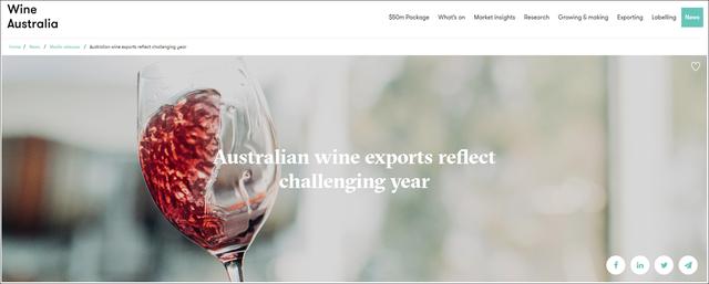 澳大利亚葡萄酒出口总额下滑24%，英国取代中国成为其最大出口目的地