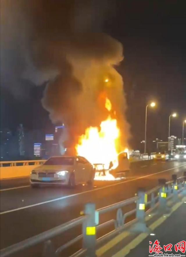 世纪大桥_突发！海口世纪大桥发生追尾事故 一车燃起熊熊烈火「图」（海口世纪大桥事故7月12日）