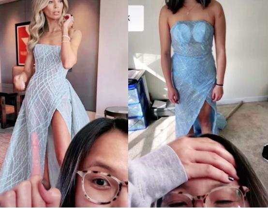 网购小礼服_美国女子网购“仙气飘飘”礼服裙 收到后自己扶额大笑：可以说是毫不相干