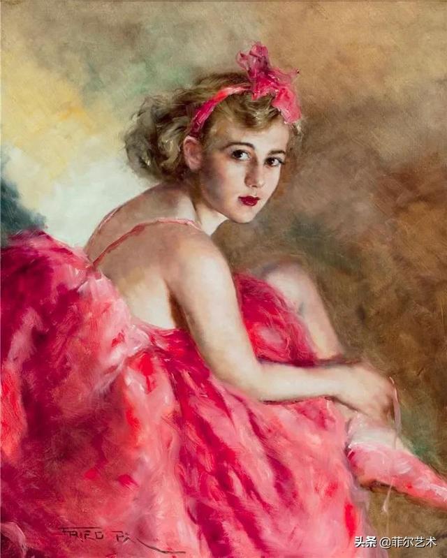 匈牙利帕尔·弗里德飘逸、漂亮的芭蕾舞女人体油画作品欣赏