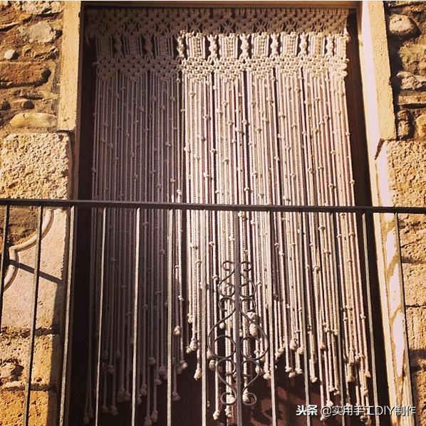 挂毯编织教程_macrame编绳技术编制的窗帘和挂毯